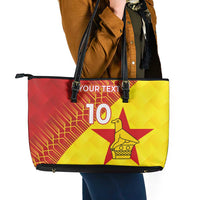 Custom Zimbabwe Cricket Leather Tote Bag Flame Warriors Zimbabwe Spirit - Wonder Print Shop