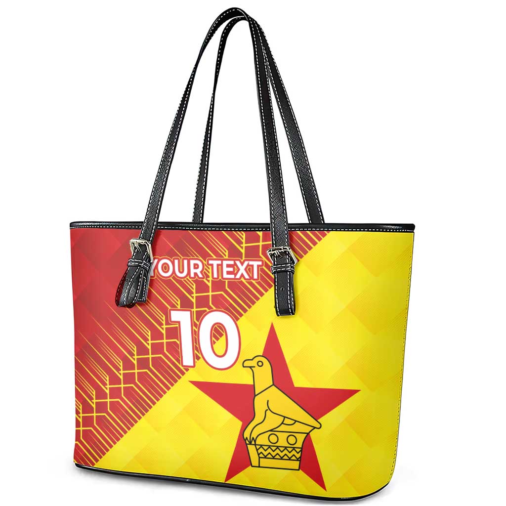 Custom Zimbabwe Cricket Leather Tote Bag Flame Warriors Zimbabwe Spirit - Wonder Print Shop