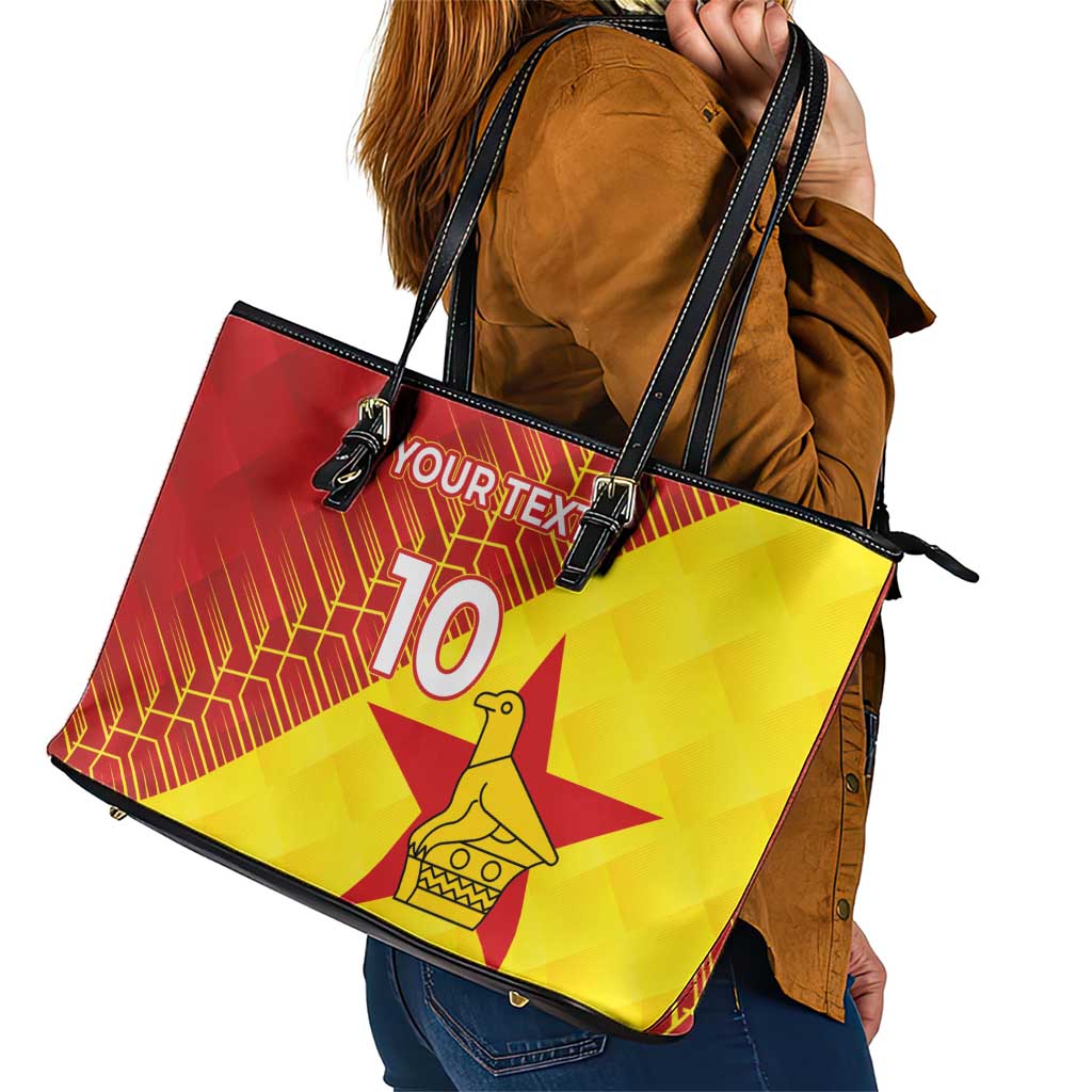 Custom Zimbabwe Cricket Leather Tote Bag Flame Warriors Zimbabwe Spirit - Wonder Print Shop