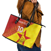 Custom Zimbabwe Cricket Leather Tote Bag Flame Warriors Zimbabwe Spirit - Wonder Print Shop