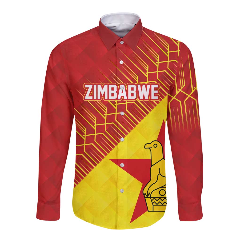 Custom Zimbabwe Cricket Long Sleeve Button Shirt Flame Warriors Zimbabwe Spirit - Wonder Print Shop