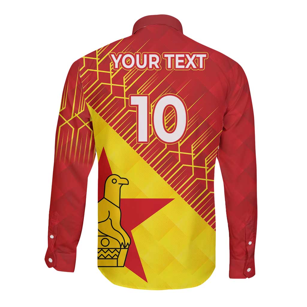 Custom Zimbabwe Cricket Long Sleeve Button Shirt Flame Warriors Zimbabwe Spirit - Wonder Print Shop