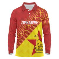 Custom Zimbabwe Cricket Long Sleeve Polo Shirt Flame Warriors Zimbabwe Spirit - Wonder Print Shop
