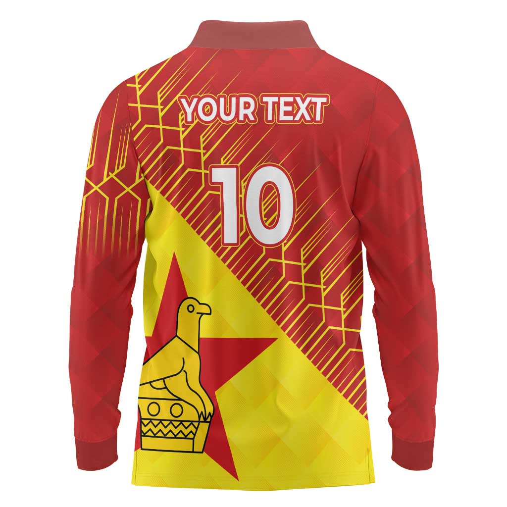 Custom Zimbabwe Cricket Long Sleeve Polo Shirt Flame Warriors Zimbabwe Spirit - Wonder Print Shop