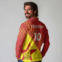 Custom Zimbabwe Cricket Long Sleeve Polo Shirt Flame Warriors Zimbabwe Spirit - Wonder Print Shop