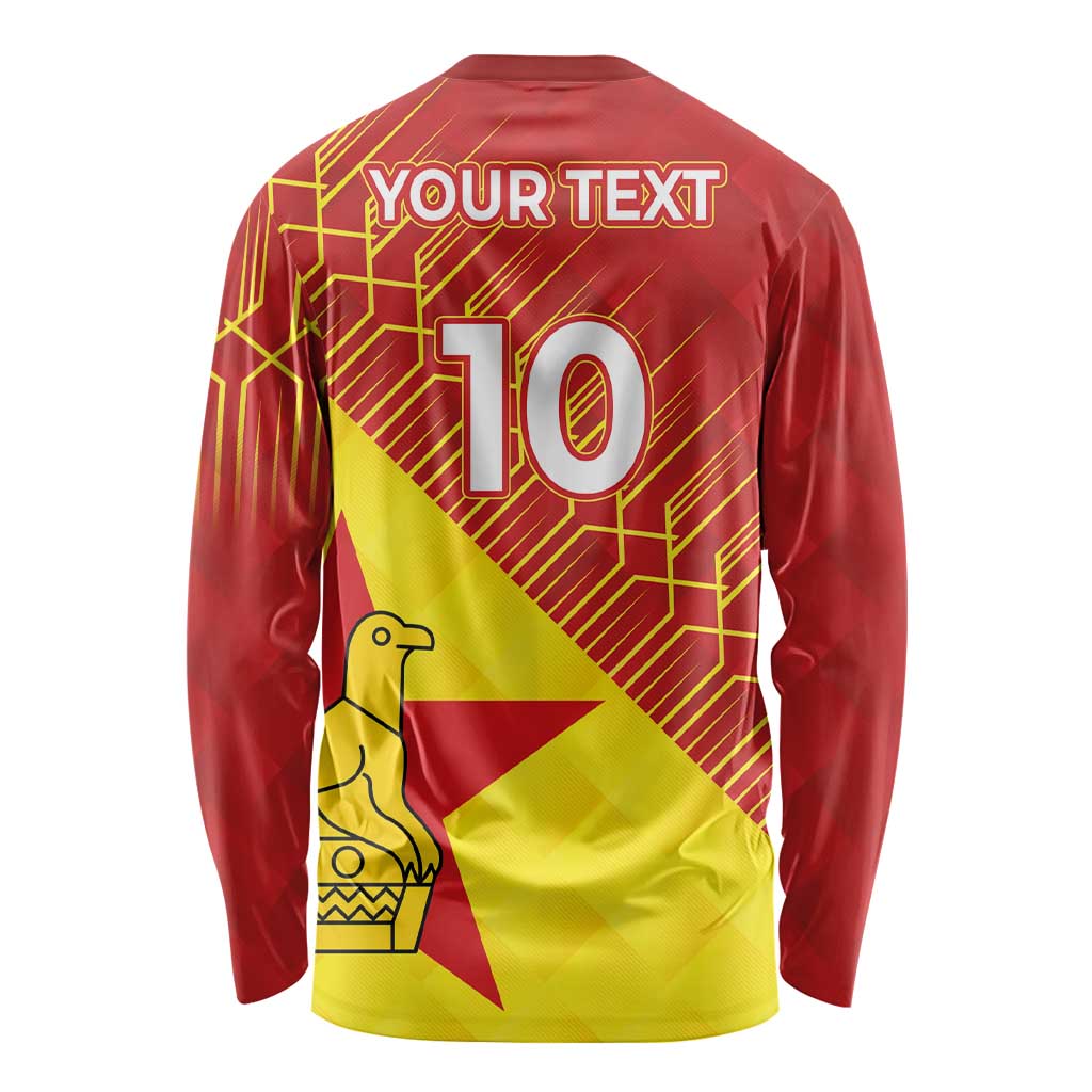 Custom Zimbabwe Cricket Long Sleeve Shirt Flame Warriors Zimbabwe Spirit - Wonder Print Shop