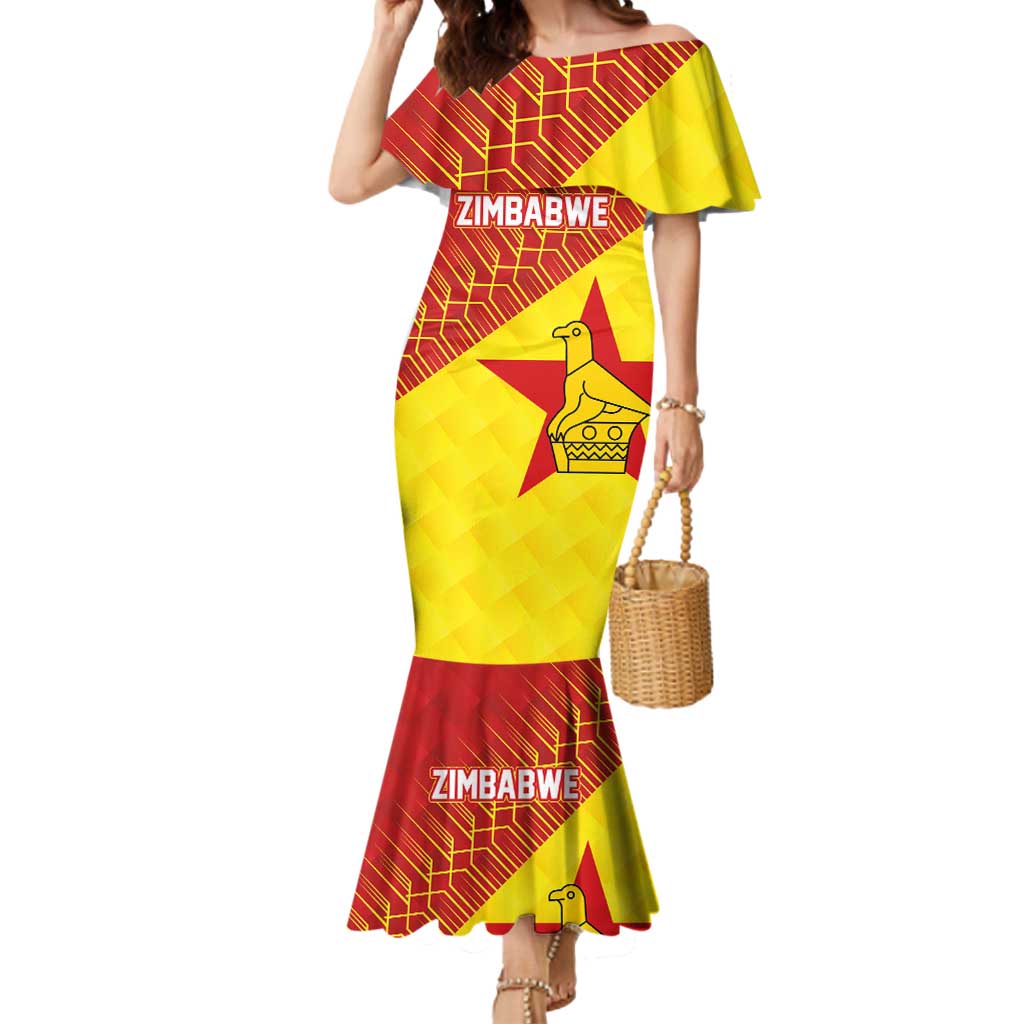 Custom Zimbabwe Cricket Mermaid Dress Flame Warriors Zimbabwe Spirit - Wonder Print Shop