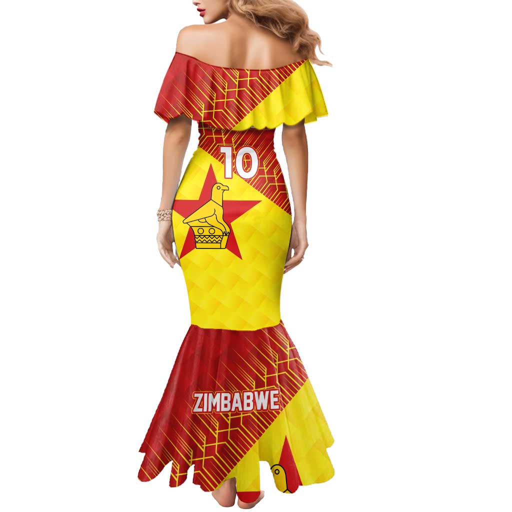 Custom Zimbabwe Cricket Mermaid Dress Flame Warriors Zimbabwe Spirit - Wonder Print Shop