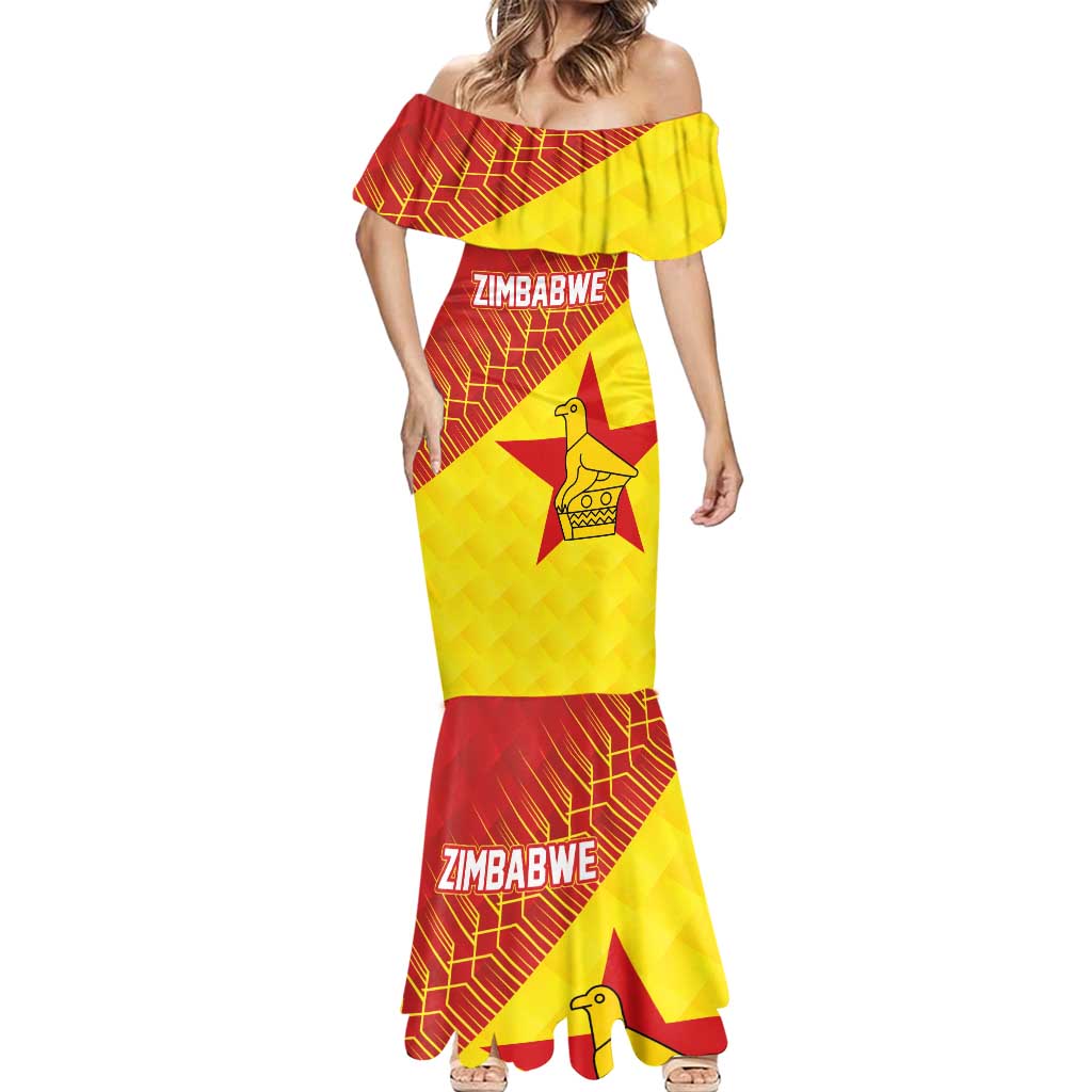 Custom Zimbabwe Cricket Mermaid Dress Flame Warriors Zimbabwe Spirit - Wonder Print Shop