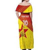 Custom Zimbabwe Cricket Off Shoulder Maxi Dress Flame Warriors Zimbabwe Spirit - Wonder Print Shop