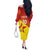 Custom Zimbabwe Cricket Off The Shoulder Long Sleeve Dress Flame Warriors Zimbabwe Spirit - Wonder Print Shop