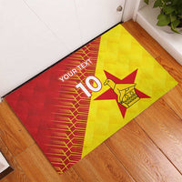 Custom Zimbabwe Cricket Rubber Doormat Flame Warriors Zimbabwe Spirit - Wonder Print Shop