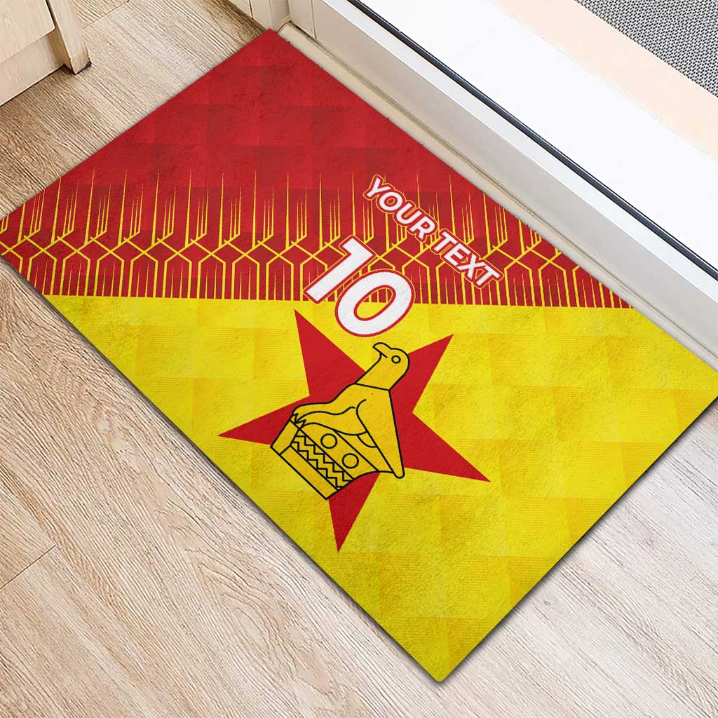 Custom Zimbabwe Cricket Rubber Doormat Flame Warriors Zimbabwe Spirit - Wonder Print Shop