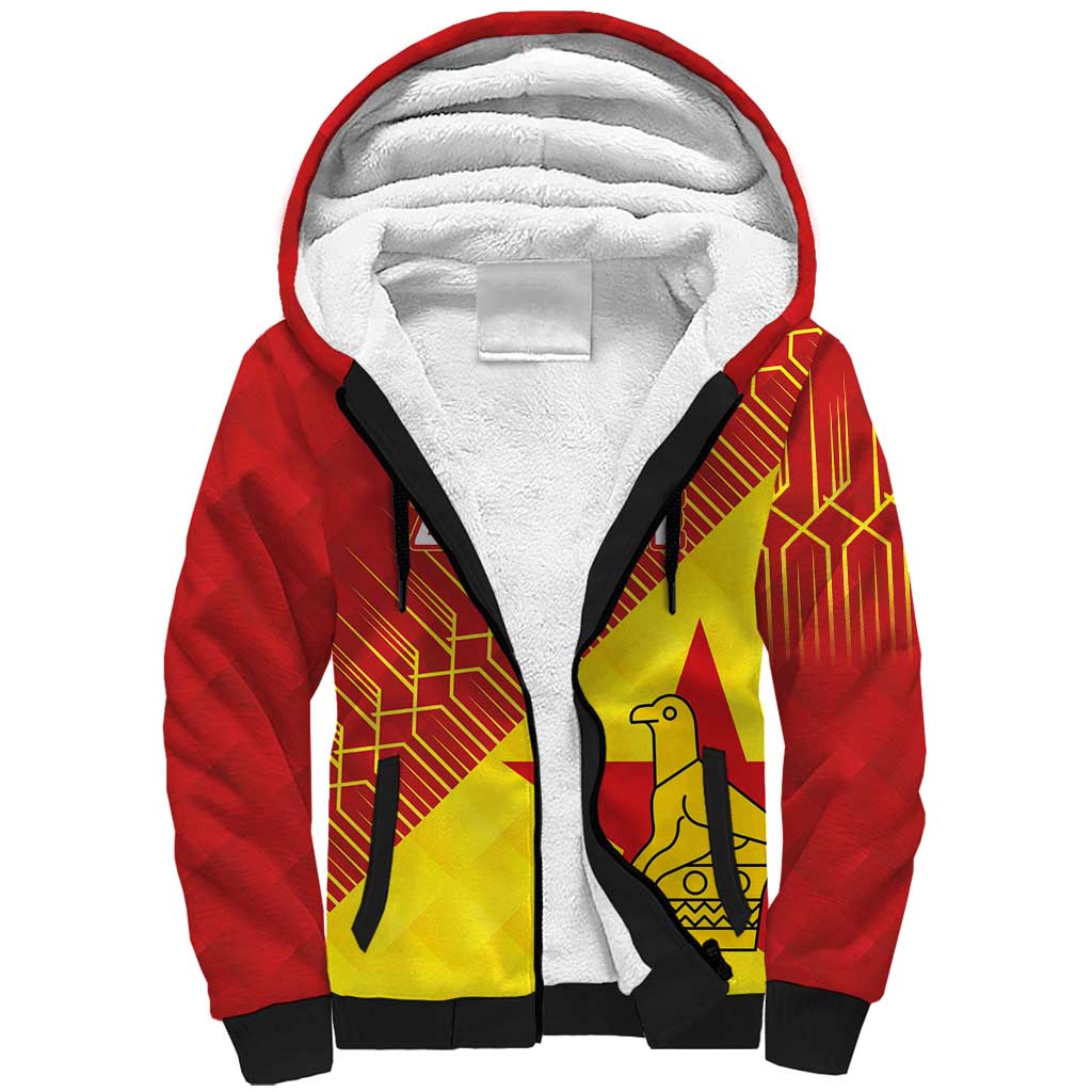 Custom Zimbabwe Cricket Sherpa Hoodie Flame Warriors Zimbabwe Spirit - Wonder Print Shop