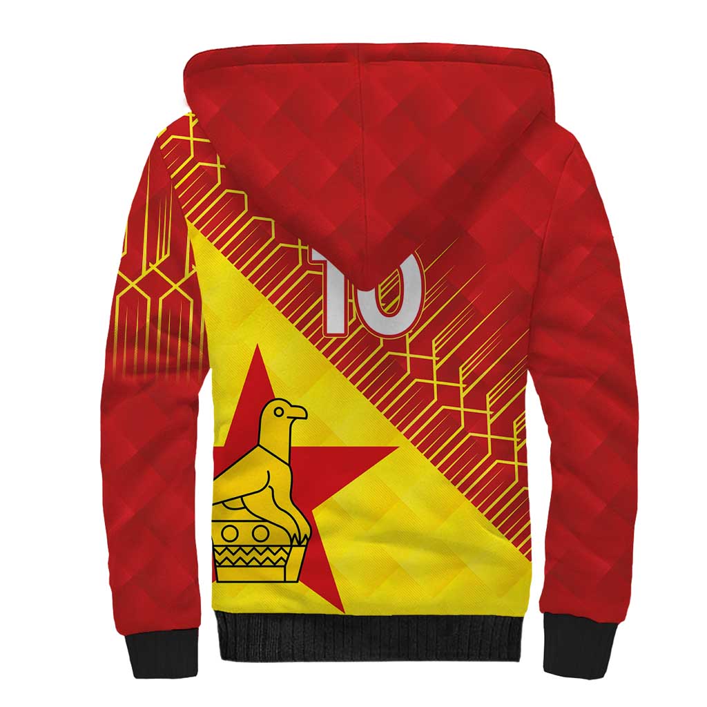 Custom Zimbabwe Cricket Sherpa Hoodie Flame Warriors Zimbabwe Spirit - Wonder Print Shop