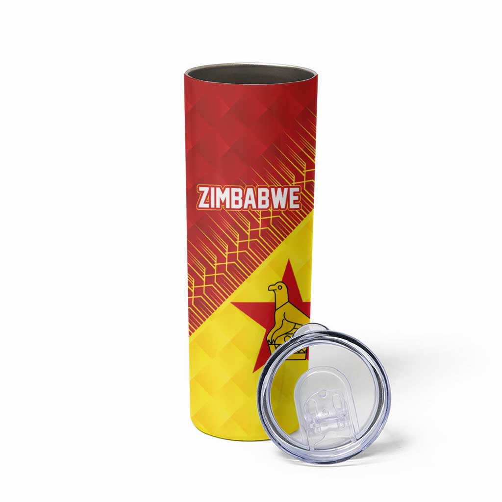 Custom Zimbabwe Cricket Skinny Tumbler Flame Warriors Zimbabwe Spirit - Wonder Print Shop