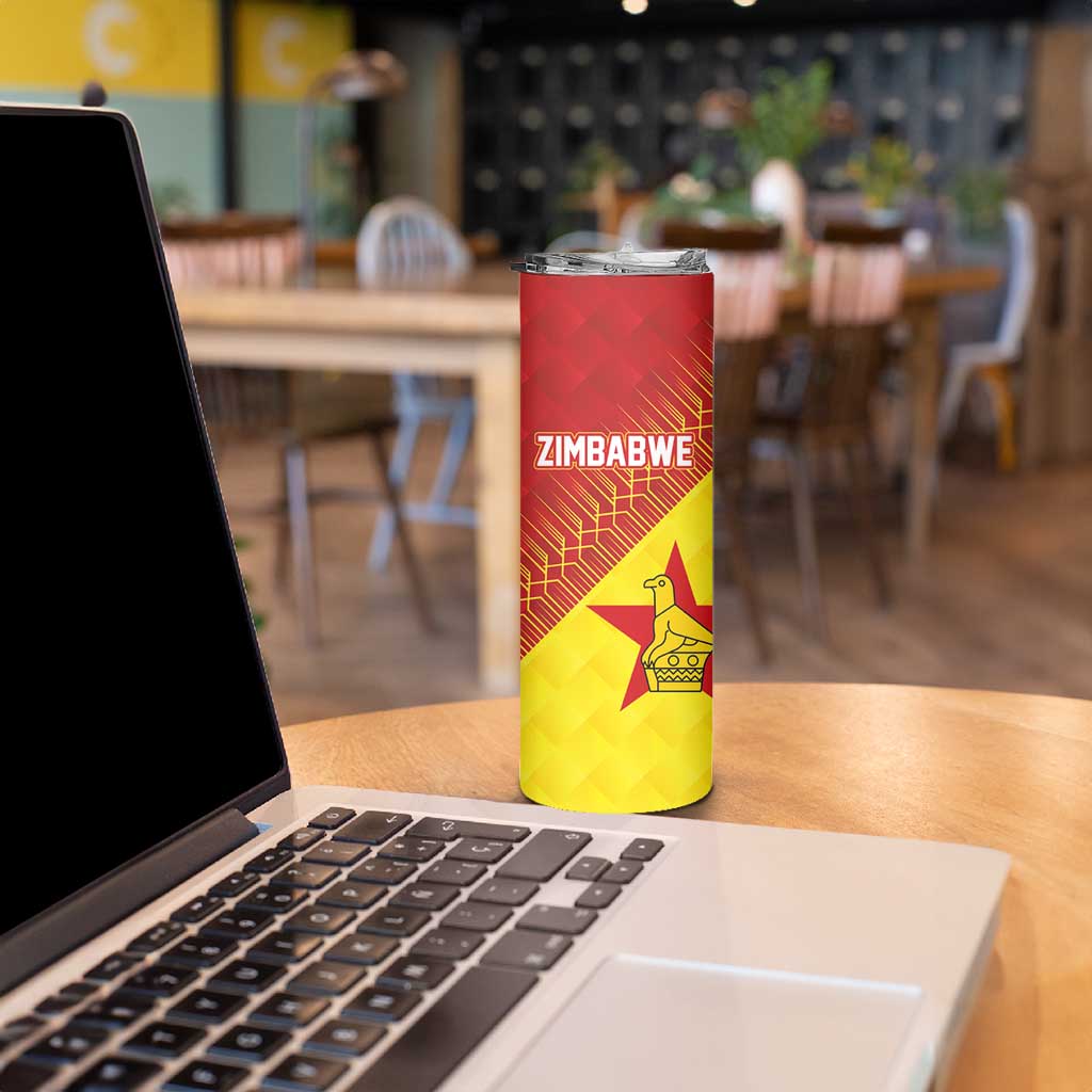 Custom Zimbabwe Cricket Skinny Tumbler Flame Warriors Zimbabwe Spirit - Wonder Print Shop