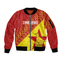 Custom Zimbabwe Cricket Sleeve Zip Bomber Jacket Flame Warriors Zimbabwe Spirit - Wonder Print Shop