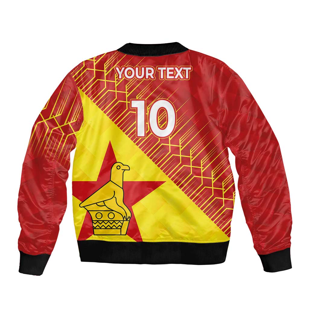 Custom Zimbabwe Cricket Sleeve Zip Bomber Jacket Flame Warriors Zimbabwe Spirit - Wonder Print Shop