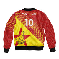Custom Zimbabwe Cricket Sleeve Zip Bomber Jacket Flame Warriors Zimbabwe Spirit - Wonder Print Shop