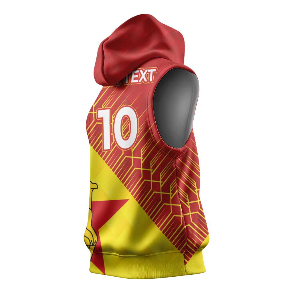 Custom Zimbabwe Cricket Sleeveless Hoodie Flame Warriors Zimbabwe Spirit - Wonder Print Shop