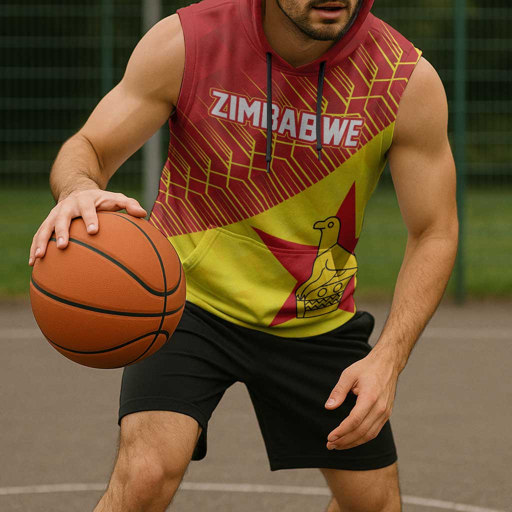 Custom Zimbabwe Cricket Sleeveless Hoodie Flame Warriors Zimbabwe Spirit - Wonder Print Shop