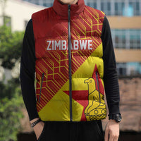 Custom Zimbabwe Cricket Sleeveless Puffer Jacket Flame Warriors Zimbabwe Spirit - Wonder Print Shop
