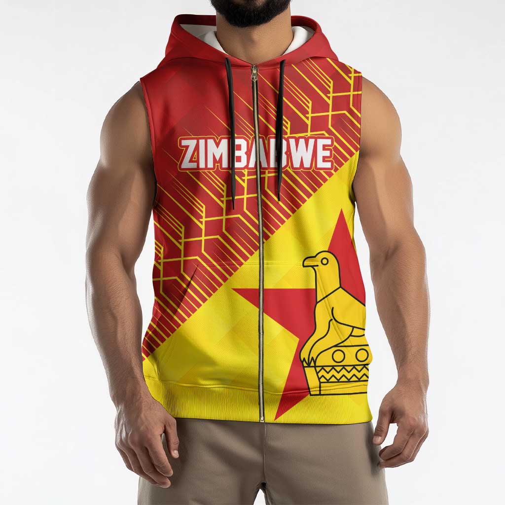 Custom Zimbabwe Cricket Sleeveless Zip Hoodie Flame Warriors Zimbabwe Spirit - Wonder Print Shop
