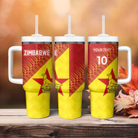 Custom Zimbabwe Cricket Tumbler With Handle Flame Warriors Zimbabwe Spirit - Wonder Print Shop