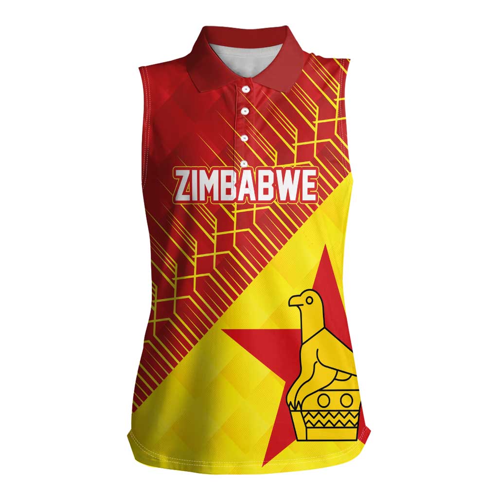 Custom Zimbabwe Cricket Women Sleeveless Polo Shirt Flame Warriors Zimbabwe Spirit - Wonder Print Shop