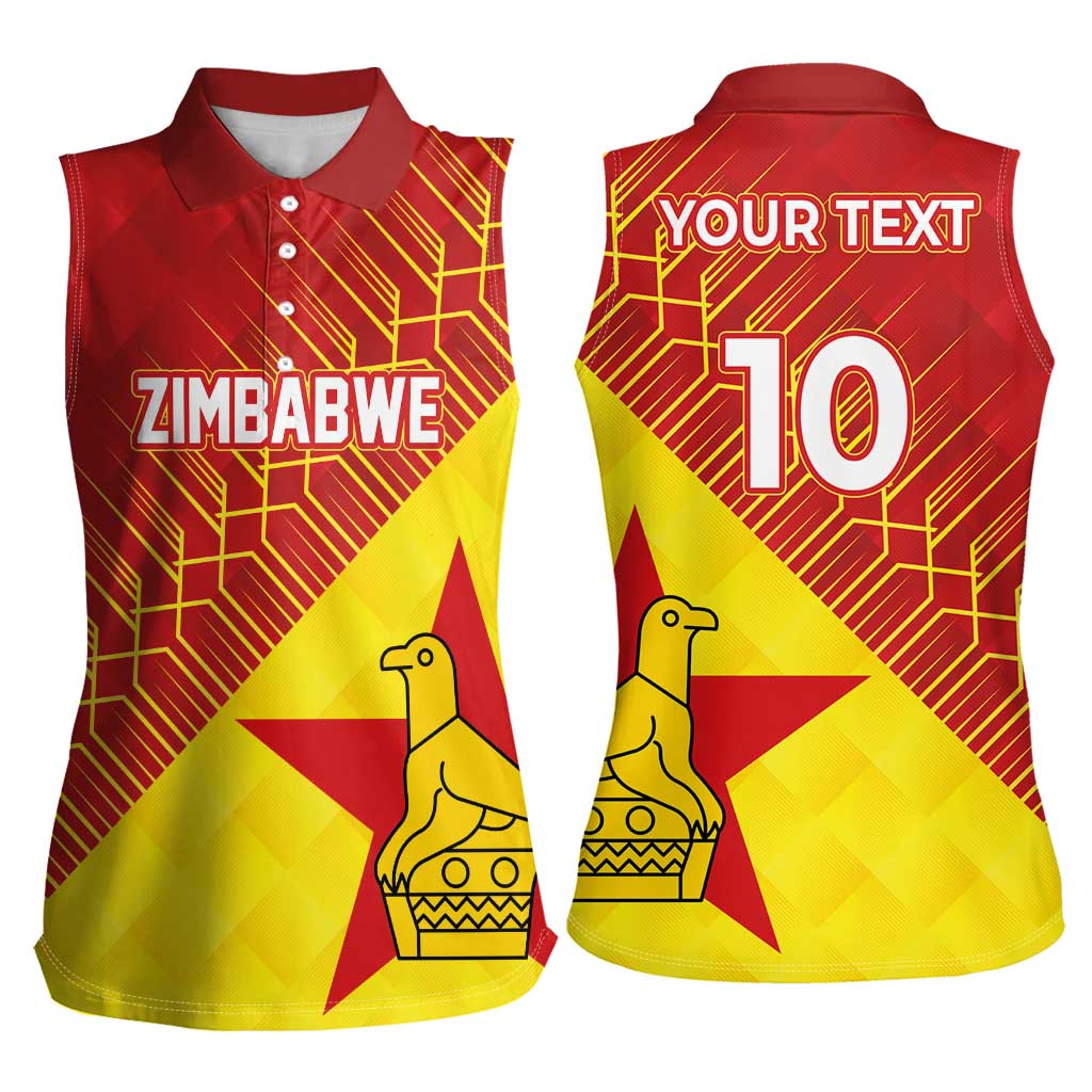 Custom Zimbabwe Cricket Women Sleeveless Polo Shirt Flame Warriors Zimbabwe Spirit - Wonder Print Shop