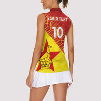 Custom Zimbabwe Cricket Women Sleeveless Polo Shirt Flame Warriors Zimbabwe Spirit - Wonder Print Shop