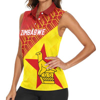 Custom Zimbabwe Cricket Women Sleeveless Polo Shirt Flame Warriors Zimbabwe Spirit - Wonder Print Shop