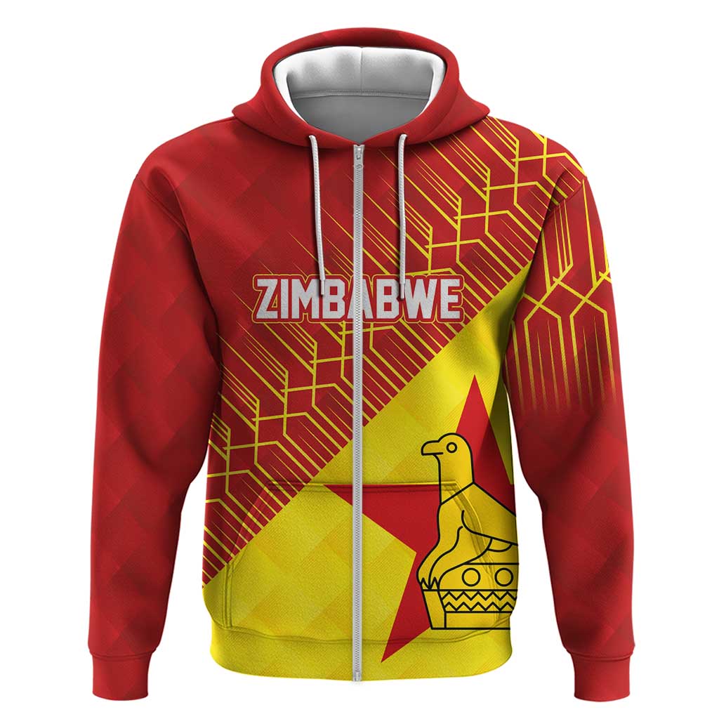 Custom Zimbabwe Cricket Zip Hoodie Flame Warriors Zimbabwe Spirit - Wonder Print Shop