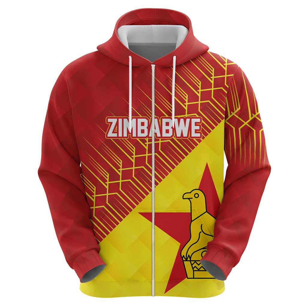 Custom Zimbabwe Cricket Zip Hoodie Flame Warriors Zimbabwe Spirit - Wonder Print Shop