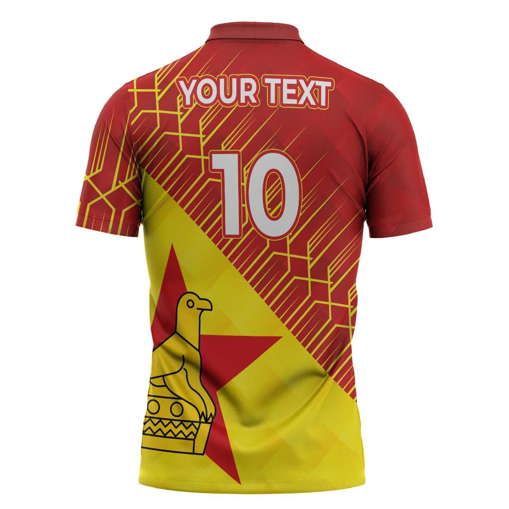 Custom Zimbabwe Cricket Zipper Polo Shirt Flame Warriors Zimbabwe Spirit - Wonder Print Shop