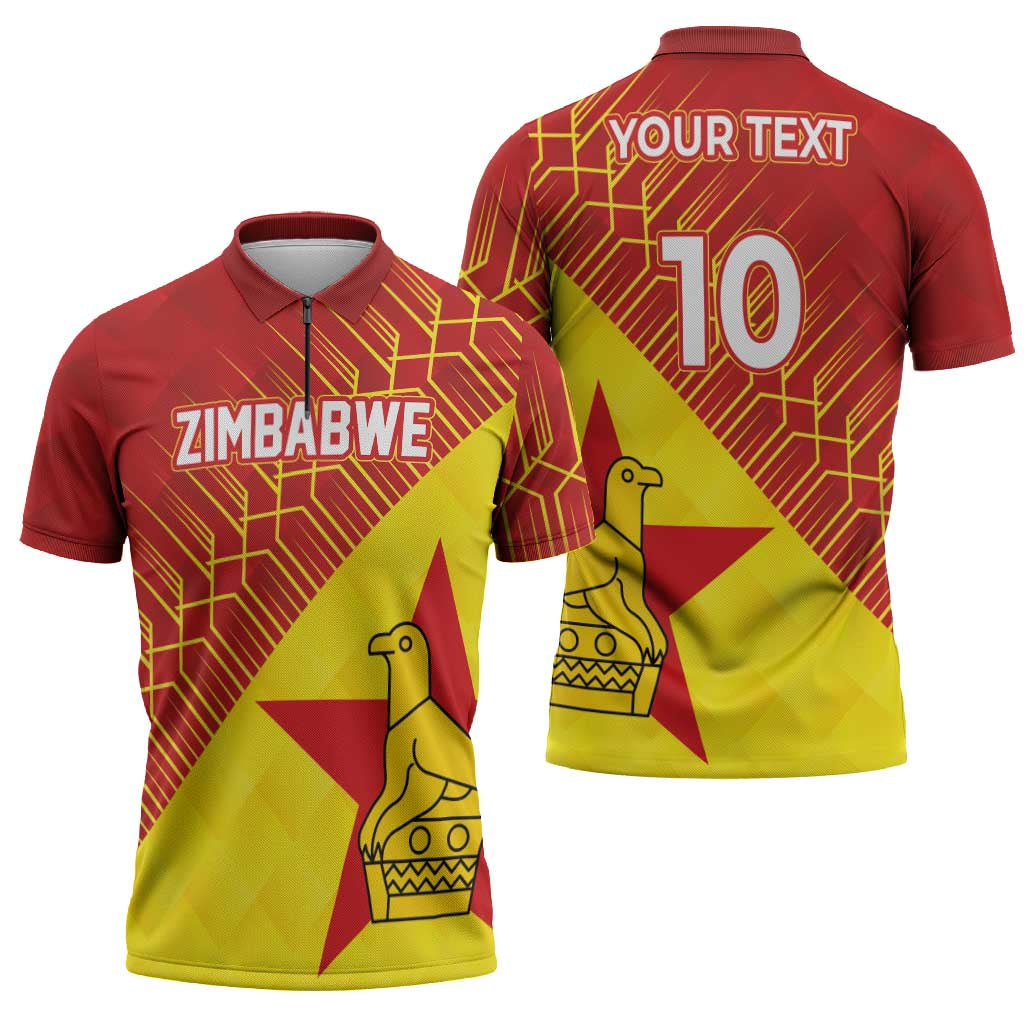 Custom Zimbabwe Cricket Zipper Polo Shirt Flame Warriors Zimbabwe Spirit - Wonder Print Shop