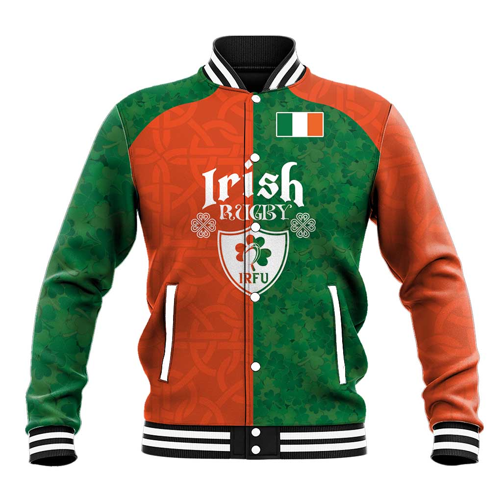 Custom Irish Rugby Baseball Jacket Shamrock with Celtics Vibes The Half Style - Wonder Print Shop