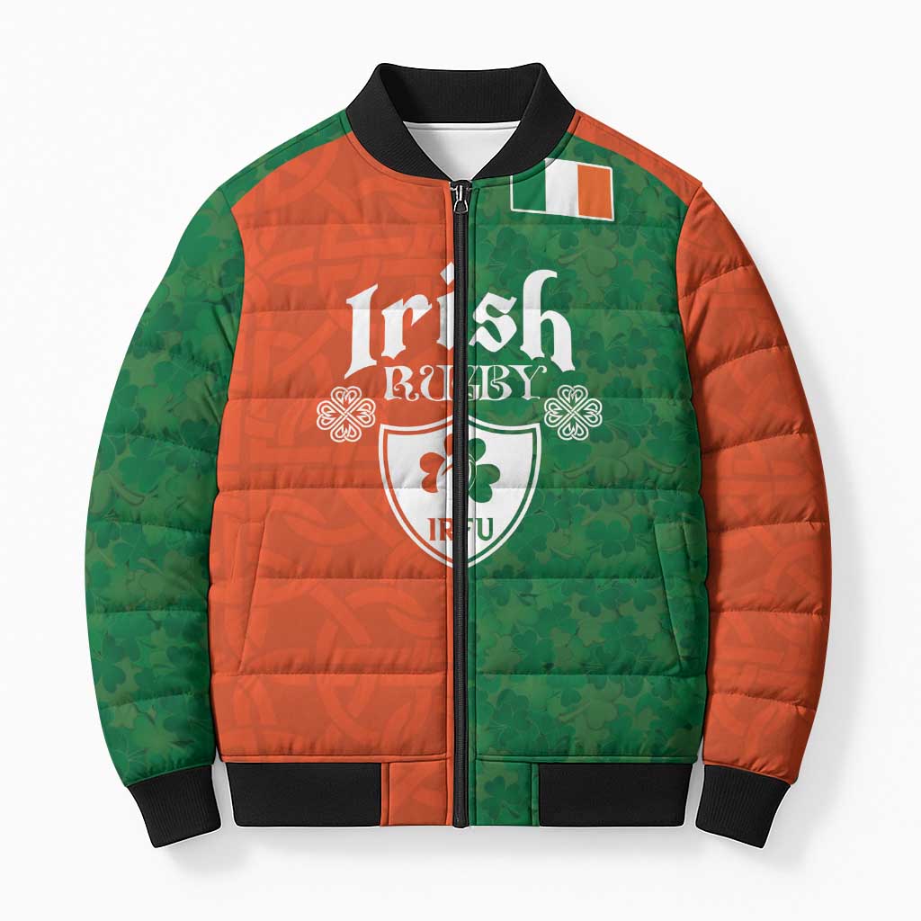 Custom Irish Rugby Bomber Puffer Jacket Shamrock with Celtics Vibes The Half Style - Wonder Print Shop