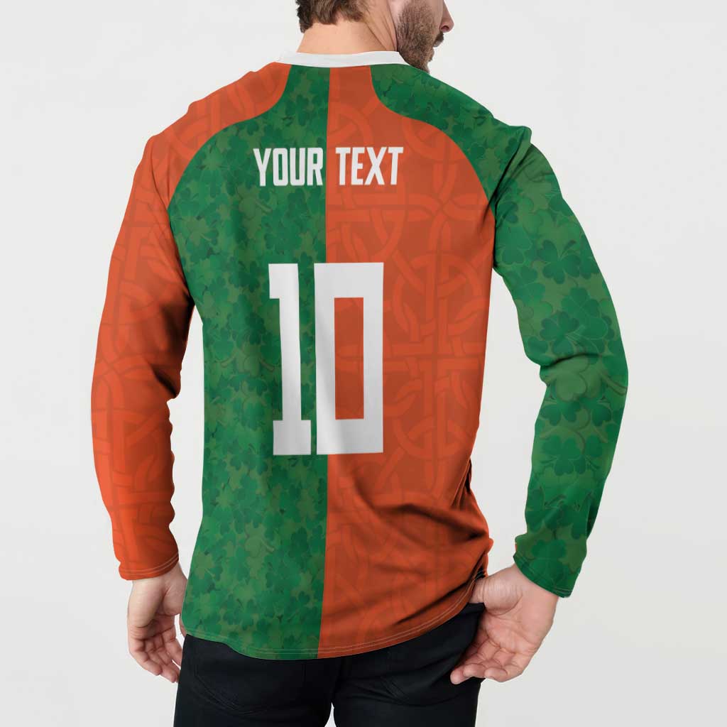 Custom Irish Rugby Button Sweatshirt Shamrock with Celtics Vibes The Half Style - Wonder Print Shop
