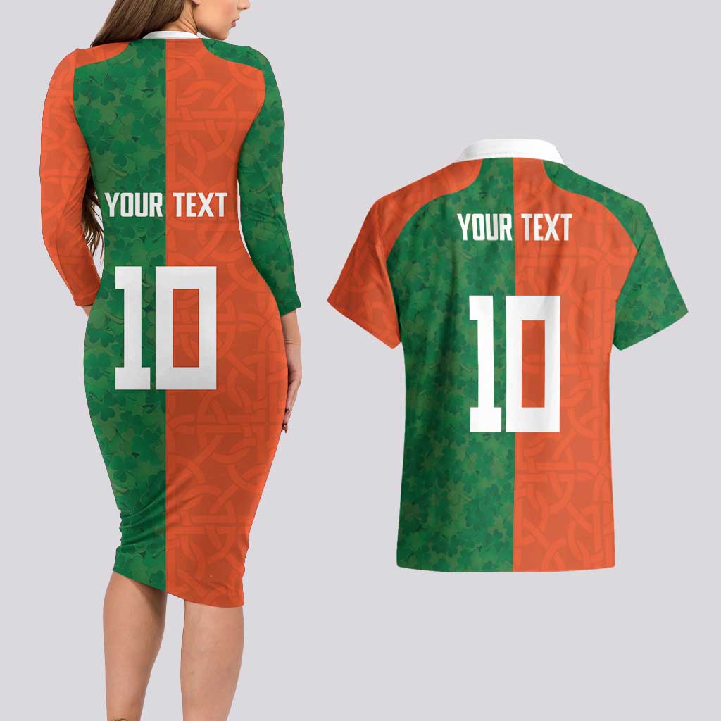 Custom Irish Rugby Couples Matching Long Sleeve Bodycon Dress and Hawaiian Shirt Shamrock with Celtics Vibes The Half Style - Wonder Print Shop