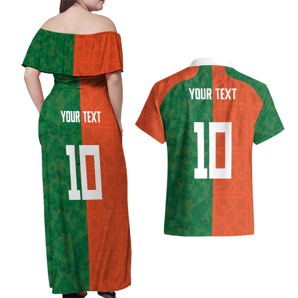 Custom Irish Rugby Couples Matching Off Shoulder Maxi Dress and Hawaiian Shirt Shamrock with Celtics Vibes The Half Style - Wonder Print Shop