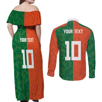 Custom Irish Rugby Couples Matching Off Shoulder Maxi Dress and Long Sleeve Button Shirt Shamrock with Celtics Vibes The Half Style - Wonder Print Shop