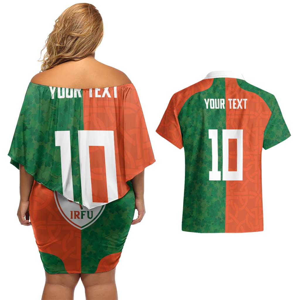 Custom Irish Rugby Couples Matching Off Shoulder Short Dress and Hawaiian Shirt Shamrock with Celtics Vibes The Half Style - Wonder Print Shop