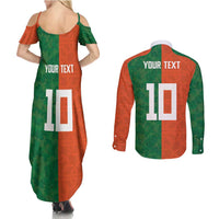Custom Irish Rugby Couples Matching Summer Maxi Dress and Long Sleeve Button Shirt Shamrock with Celtics Vibes The Half Style - Wonder Print Shop