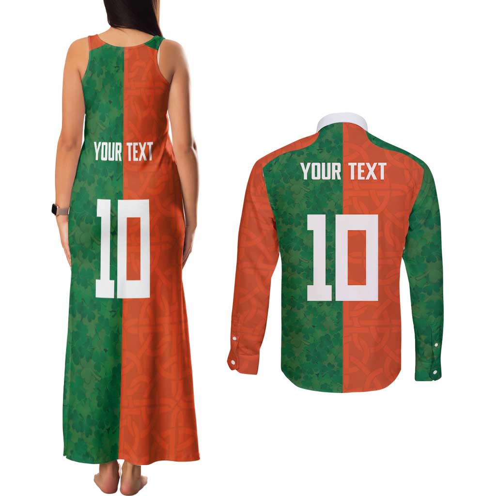 Custom Irish Rugby Couples Matching Tank Maxi Dress and Long Sleeve Button Shirt Shamrock with Celtics Vibes The Half Style - Wonder Print Shop