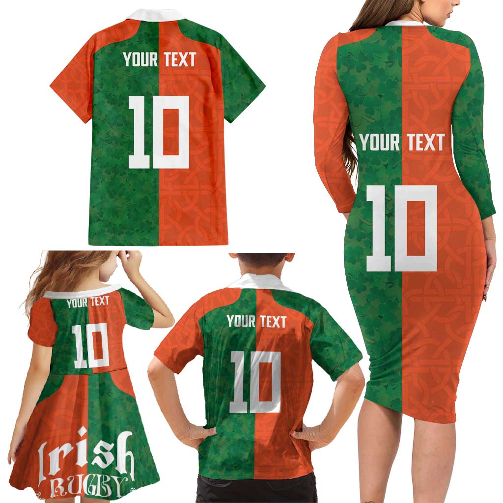 Custom Irish Rugby Family Matching Long Sleeve Bodycon Dress and Hawaiian Shirt Shamrock with Celtics Vibes The Half Style - Wonder Print Shop