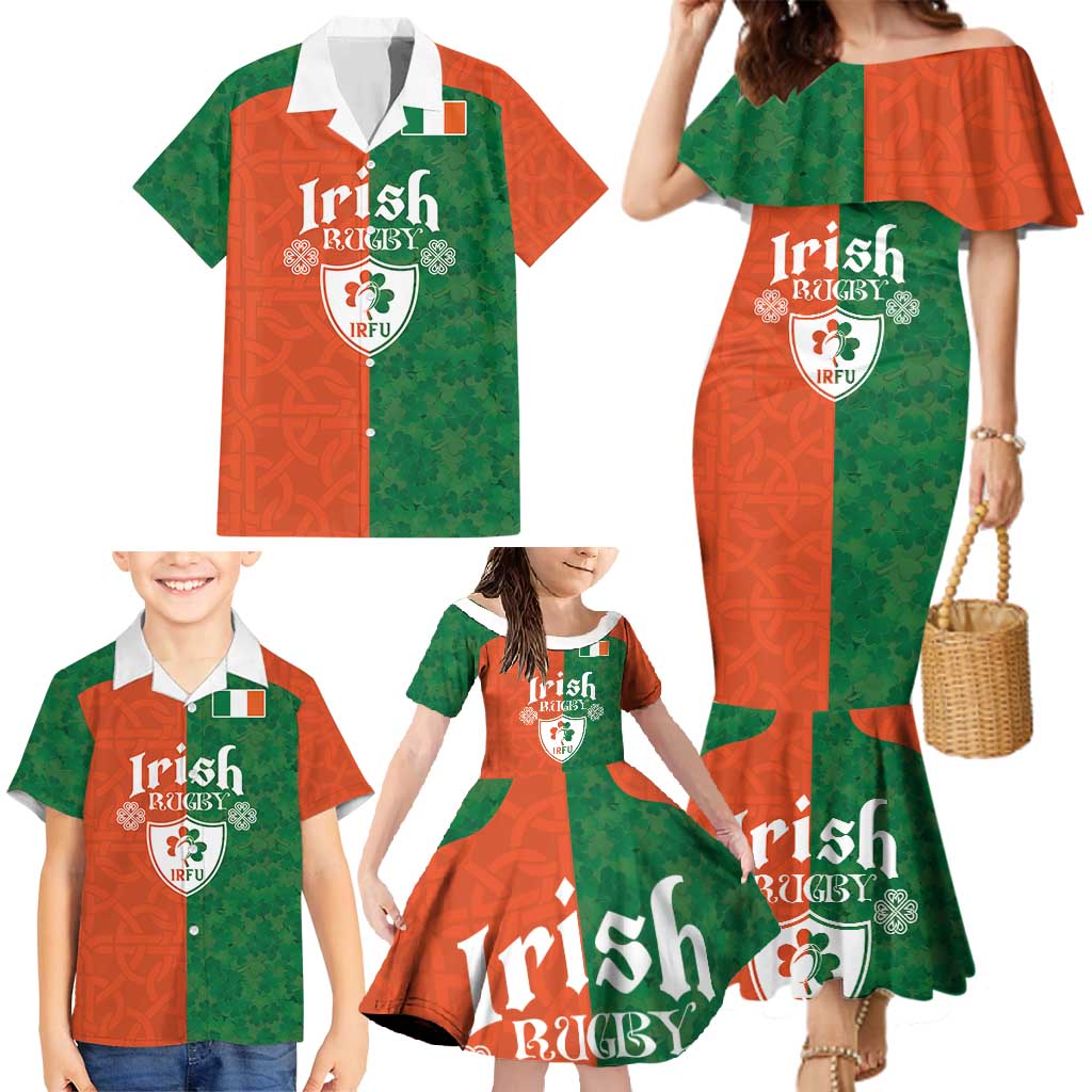 Custom Irish Rugby Family Matching Mermaid Dress and Hawaiian Shirt Shamrock with Celtics Vibes The Half Style - Wonder Print Shop