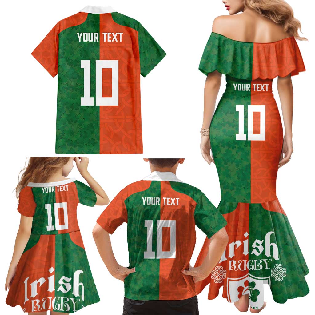 Custom Irish Rugby Family Matching Mermaid Dress and Hawaiian Shirt Shamrock with Celtics Vibes The Half Style - Wonder Print Shop
