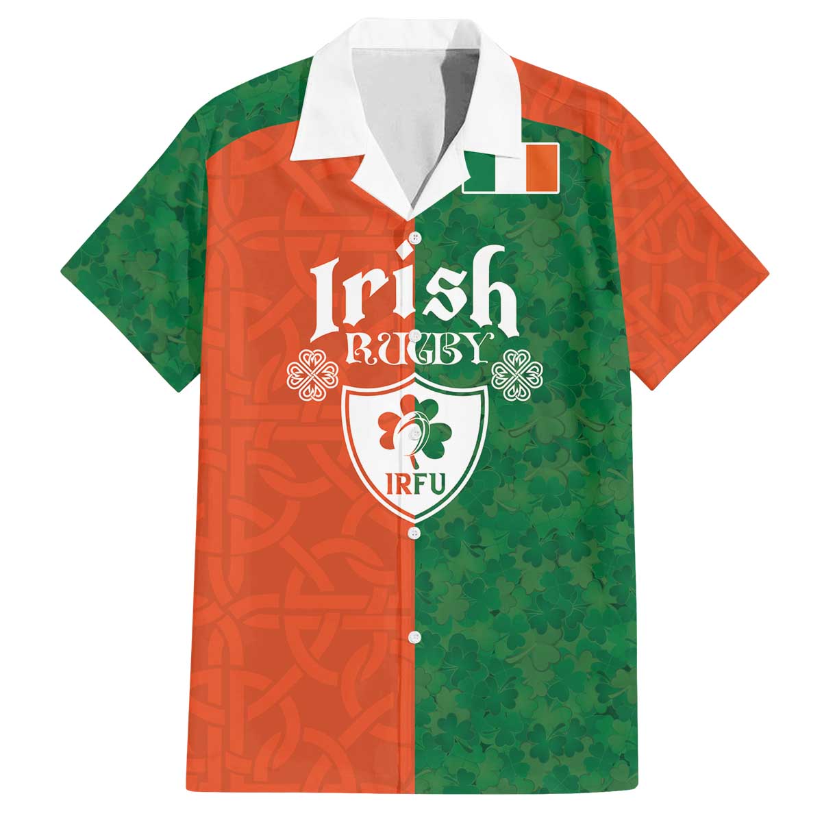 Custom Irish Rugby Family Matching Off The Shoulder Long Sleeve Dress and Hawaiian Shirt Shamrock with Celtics Vibes The Half Style - Wonder Print Shop